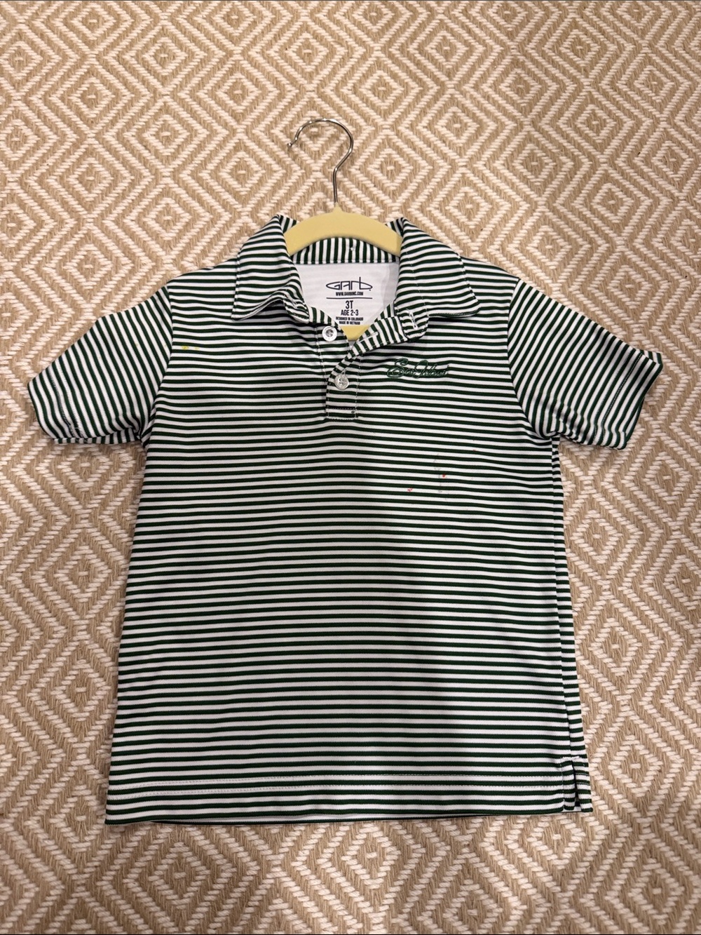 Garb Green & White Striped Sea Island Polo Shirt - Kids